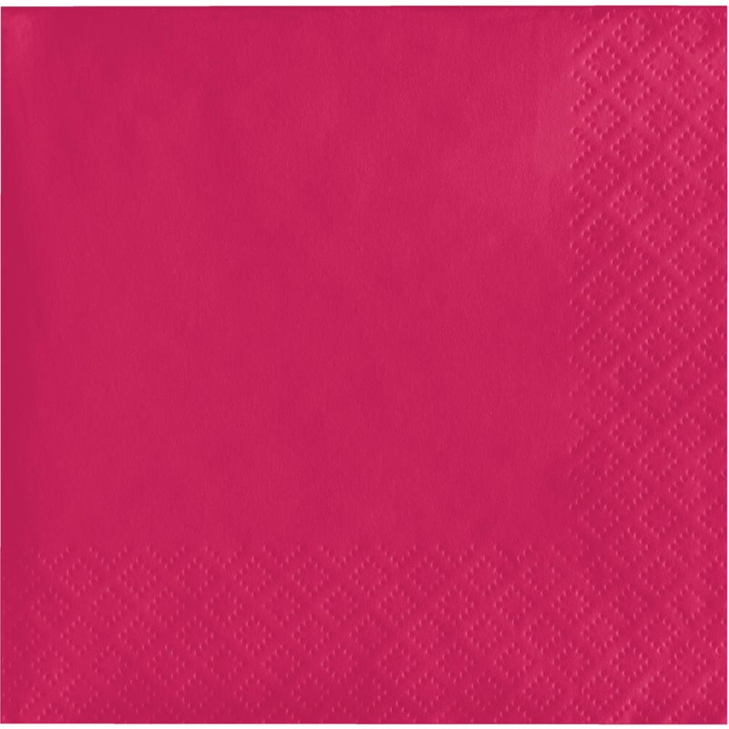 Creative Converting Touch of Color 2-Ply 50 Count Paper Beverage Napkins, Hot Magenta - Image 1